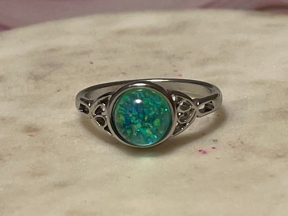 Fashion ring glitter silver tone 8